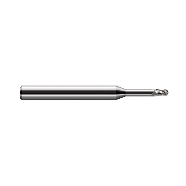 Miniature End Mill - Ball - Long Reach, Stub Flute